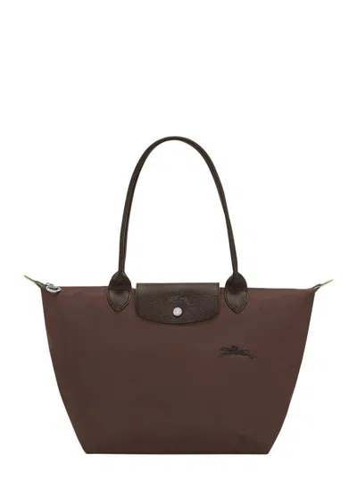 Longchamp 'm Le Pliage Original' Brown Tote Bag With Embossed Logo In Canvas Woman