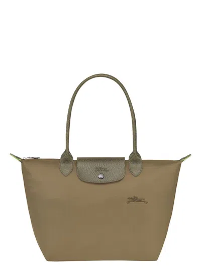 Longchamp 'm Le Pliage Original' Green Handbag With Embossed Logo