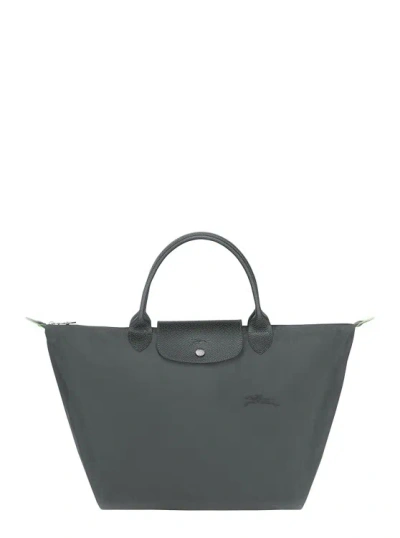 Longchamp M Le Pliage Original' Grey Shoulder Bag With Embossed Logo In Canvas