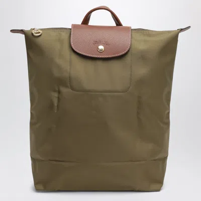 Longchamp M Le Pliage Original Olive Backpack In Green