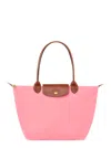 Longchamp M Le Pliage Original Pink Handbag With Embossed Logo In Canvas Woman In Pink