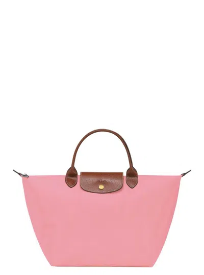 Longchamp 'm Le Pliage Original' Pink Shoulder Bag With Embossed Logo In Canvas Woman