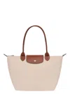 Longchamp M Le Pliage Original White Shoulder Bag With Embossed Logo In Canvas Woman