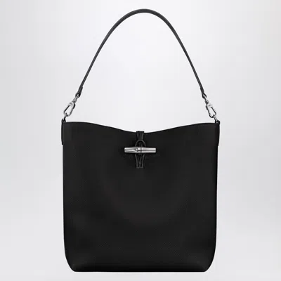 Longchamp M Le Roseau Black Hobo Bag