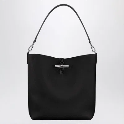 Longchamp M Le Roseau Black Hobo Bag