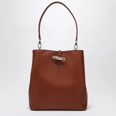 Longchamp M Le Roseau Hobo Bag In Bark Colour In Black