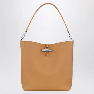Longchamp M Le Roseau In Walnut Colour Hobo Bag In Brown