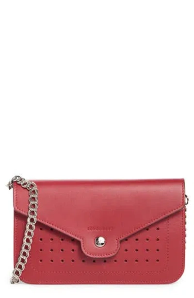 Longchamp Mademoiselle Leather Wallet On A Chain In Red