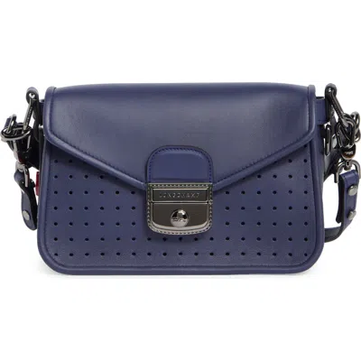 Longchamp Mademoiselle Small Perforated Shoulder Bag In Blue