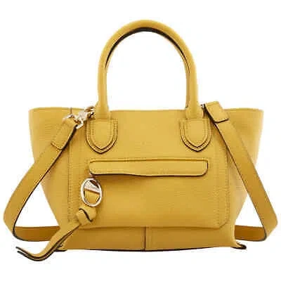 Pre-owned Longchamp Mailbox Yellow Ladies 6.9 X 7.9 X 5.5 In Top Handle Bag 10103hta020