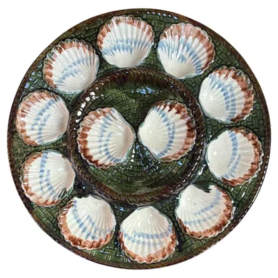 Pre-owned Longchamp Majolica Oyster Platter , Circa 1890 In Gray