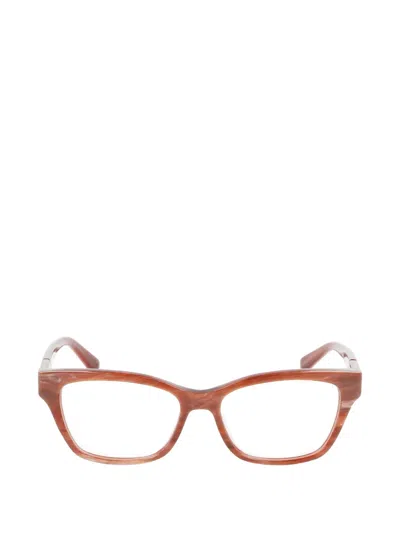 Longchamp Marble-effect Rectangle-frame Glasses In Red