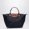 Longchamp Le Pliage Original Medium Canvas Short Handle Handbag In Blue