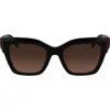 Longchamp Medallion 52mm Modified Rectangular Sunglasses In Black