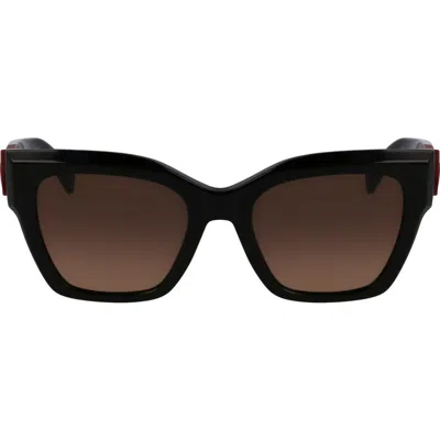 Longchamp Medallion 52mm Modified Rectangular Sunglasses In Black