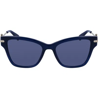 Longchamp Medallion 52mm Modified Rectangular Sunglasses In Blue