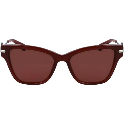 Longchamp Medallion 52mm Modified Rectangular Sunglasses In Brown