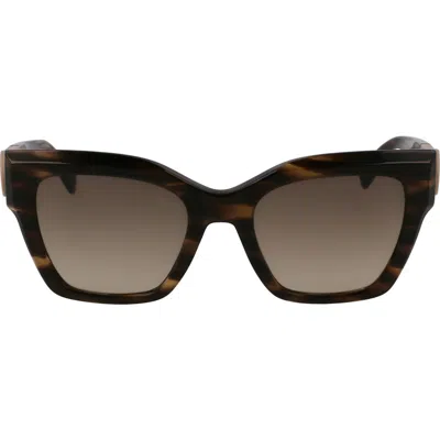 Longchamp Medallion 52mm Modified Rectangular Sunglasses In Striped Green