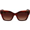 Longchamp Medallion 52mm Modified Rectangular Sunglasses In Red