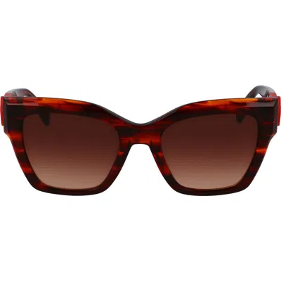 Longchamp Medallion 52mm Modified Rectangular Sunglasses In Red