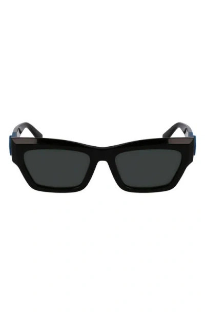Longchamp Medallion 53mm Modified Rectangular Sunglasses In Black