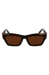Longchamp Medallion 53mm Modified Rectangular Sunglasses In Striped Brown