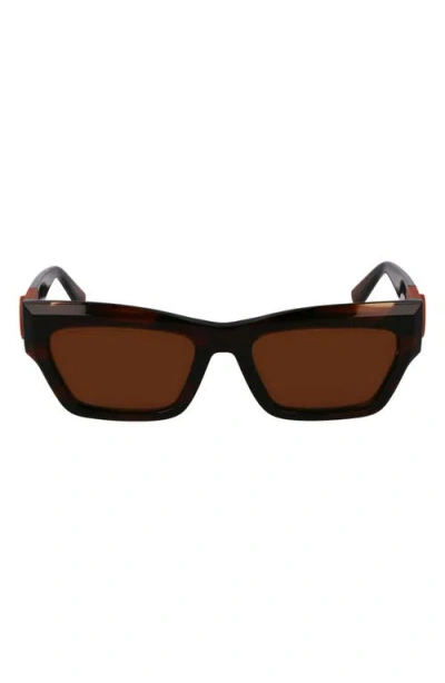 Longchamp Medallion 53mm Modified Rectangular Sunglasses In Striped Brown
