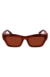 Longchamp Medallion 53mm Modified Rectangular Sunglasses In Striped Red