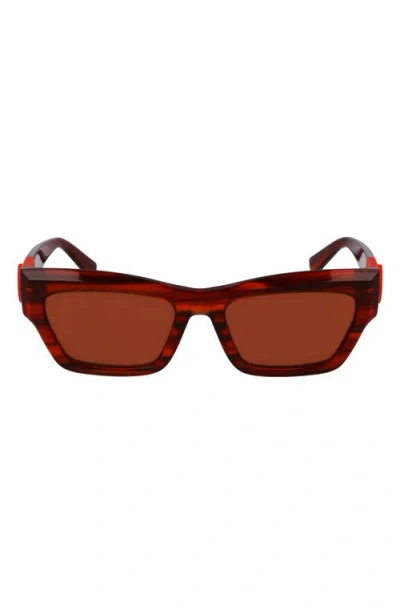 Longchamp Medallion 53mm Modified Rectangular Sunglasses In Striped Red
