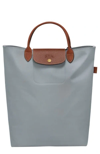 Longchamp Medium Cabas Replay Recycled Canvas Tote In Steel