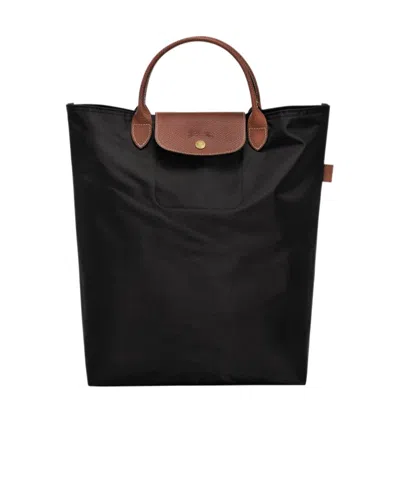 Longchamp Medium Cabas Replay Recycled Canvas Tote In Black