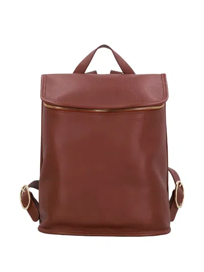 Longchamp Medium Le Foulonné Leather Backpack In Brown
