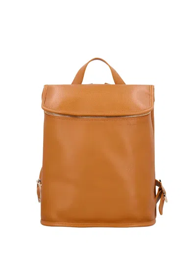 Longchamp Medium Le Foulonné Leather Backpack In Brown