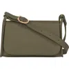 Longchamp Medium Le Foulonné Leather Crossbody Bag In Khaki