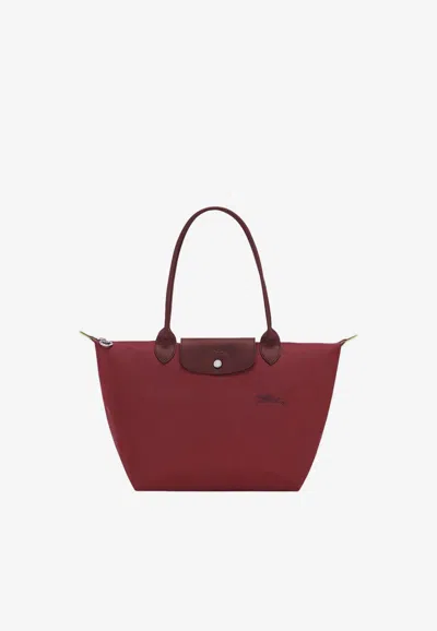 Longchamp Medium Le Pliage Green Tote Bag In Burgundy