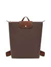 Longchamp Medium Le Pliage Leather-trim Backpack In Brown