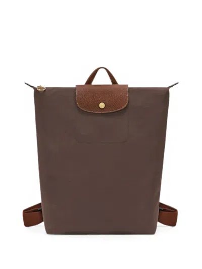 Longchamp Medium Le Pliage Leather-trim Backpack In Brown