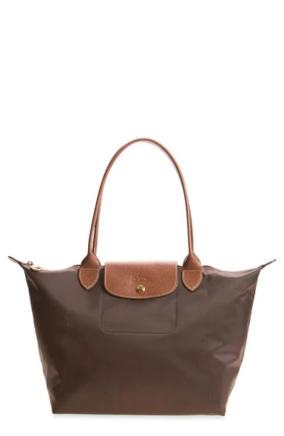 Longchamp Medium Le Pliage Nylon Shoulder Tote In Brown