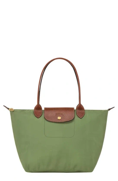 Longchamp Medium Le Pliage Nylon Shoulder Tote In Green