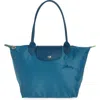 Longchamp Le Pliage Green Medium Canvas Tote In Paon