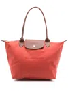 Longchamp Le Pliage Green M Tote Bag Canvas Leather In Brown