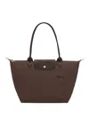 Longchamp 'm Le Pliage Original' Brown Tote Bag With Embossed Logo In Brown