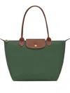 Longchamp Le Pliage Original Medium Canvas Handbag In Green