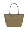 Longchamp 'm Le Pliage Original' Green Handbag With Embossed Logo In Canvas Woman In Brown