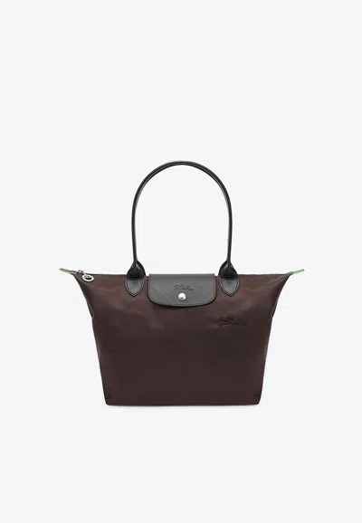 Longchamp Mocha Coloured Le Pliage Green M Bag In Brown
