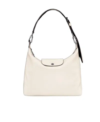 Longchamp Paper Leather Bucket Bag With Adjustable Strap In Neutral