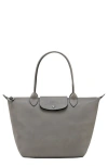 Longchamp Medium Le Pliage Xtra Leather Shoulder Tote In Grey