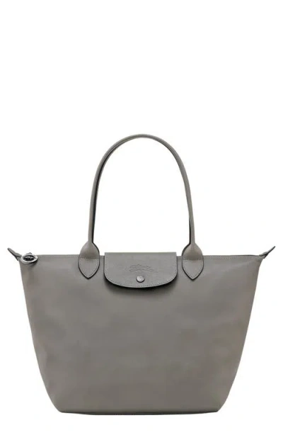 Longchamp Medium Le Pliage Xtra Leather Shoulder Tote In Grey