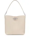 Longchamp Medium Le Roseau Grained-leather Shoulder Bag In Neutral