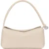 Longchamp Medium Le Roseau Leather Shoulder Bag In White